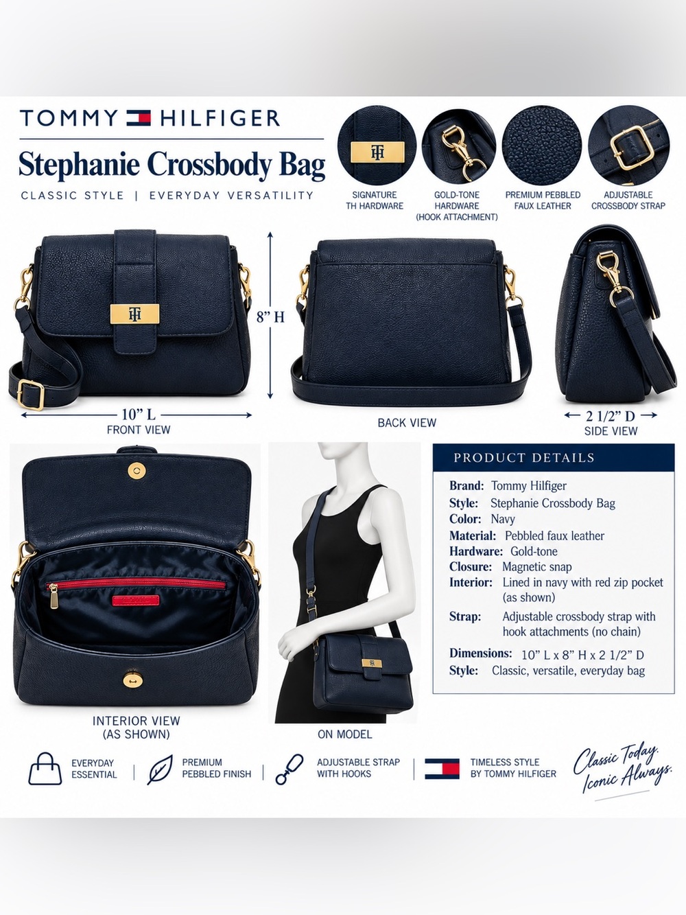TOMMY HILFIGER STRUCTURED CROSSBODY - NAVY (NEW WITH TAGS) A29